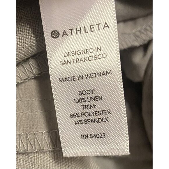 Athleta Pants Womens 8 Gray Linen Bali Ankle Cuffed Drawstring Pull On Relaxed - Picture 7 of 8